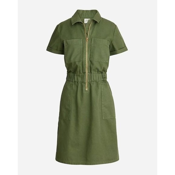 J. Crew Factory Olive Green Utility Dress - Picture 1 of 16